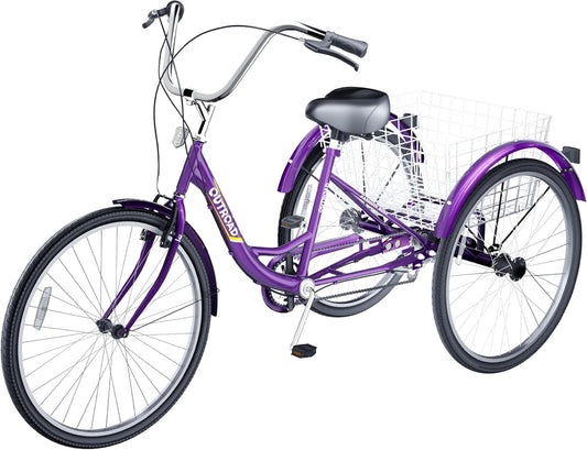 7-Speed Adult Tricycle with Large Basket 24/26 Inch
